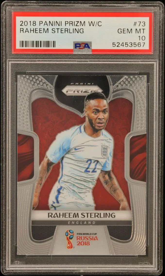 2018 #73 Raheem Sterling PSA 10 Panini Prizm World Cup