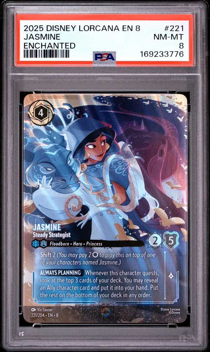 2025 #221 Jasmine - Steady Strategist PSA 8 Disney Lorcana EN 8-Reign of Jafar
