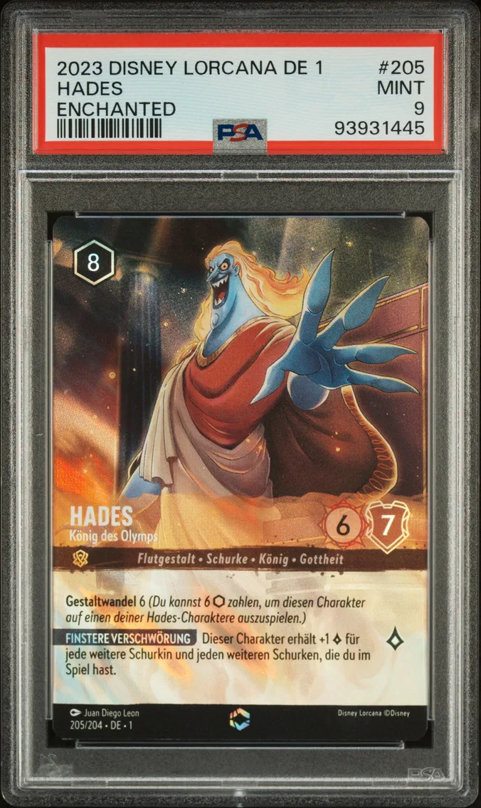 2023 #205 Hades - King of Olympus PSA 9 Disney Lorcana German de 1-the First Chapter