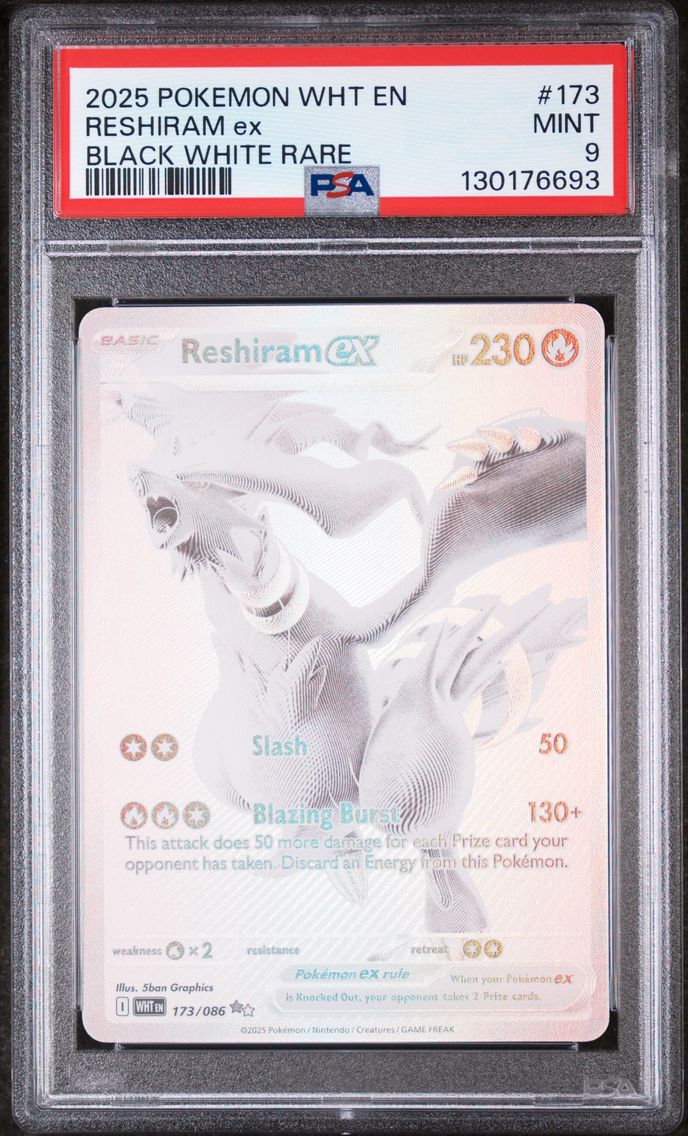 2025 #173 Reshiram EX PSA 9 Wht EN-White Flare