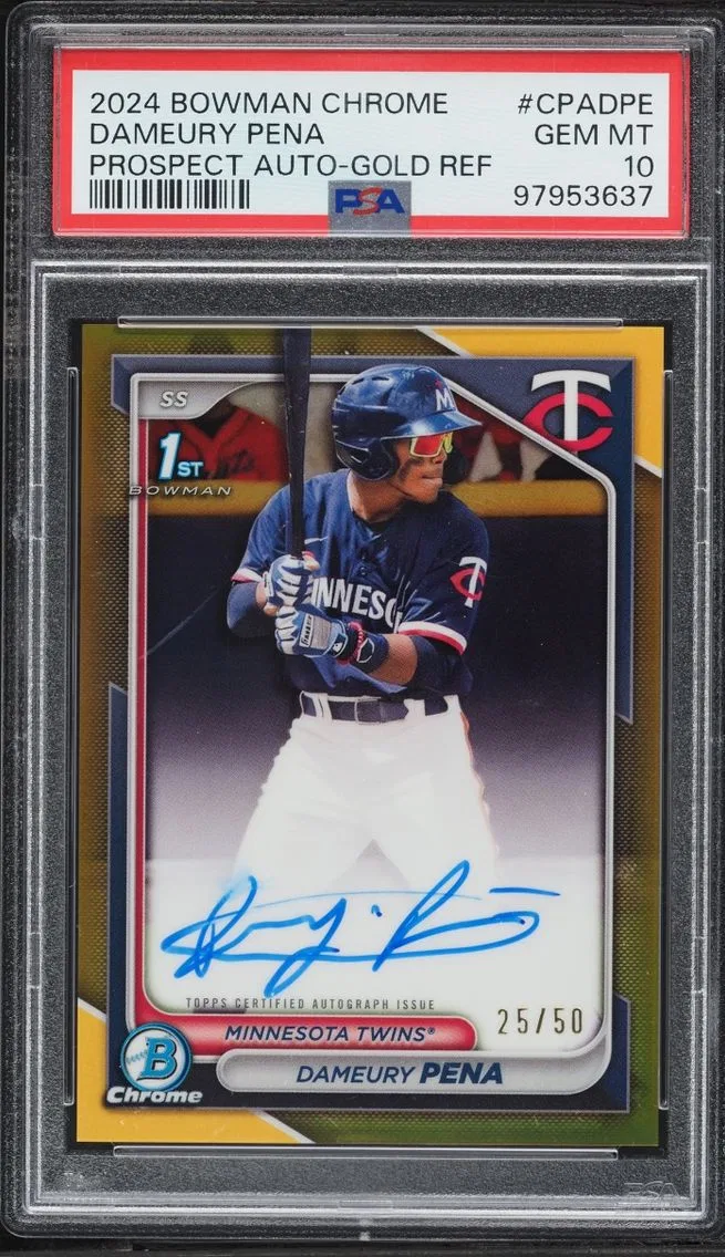 2024 Bowman Chrome Gold Refractor Dameury Pena PROSPECT AUTO /50 #CPA-DPE PSA 10 GEM MINT