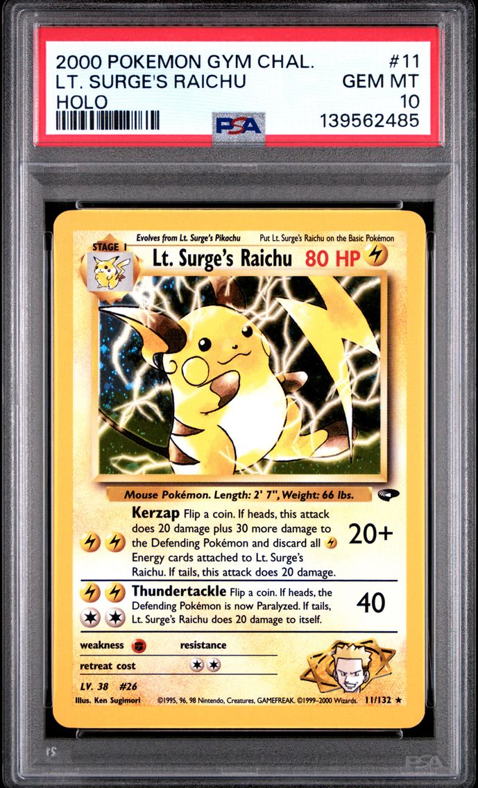 2000 #11 LT. Surge's Raichu PSA 
