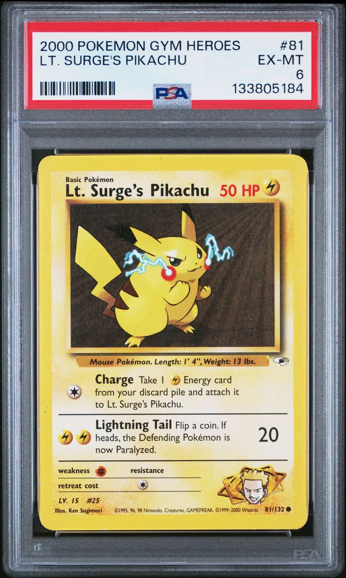 2000 #81 LT. Surge's Pikachu PSA 6 Gym Heroes