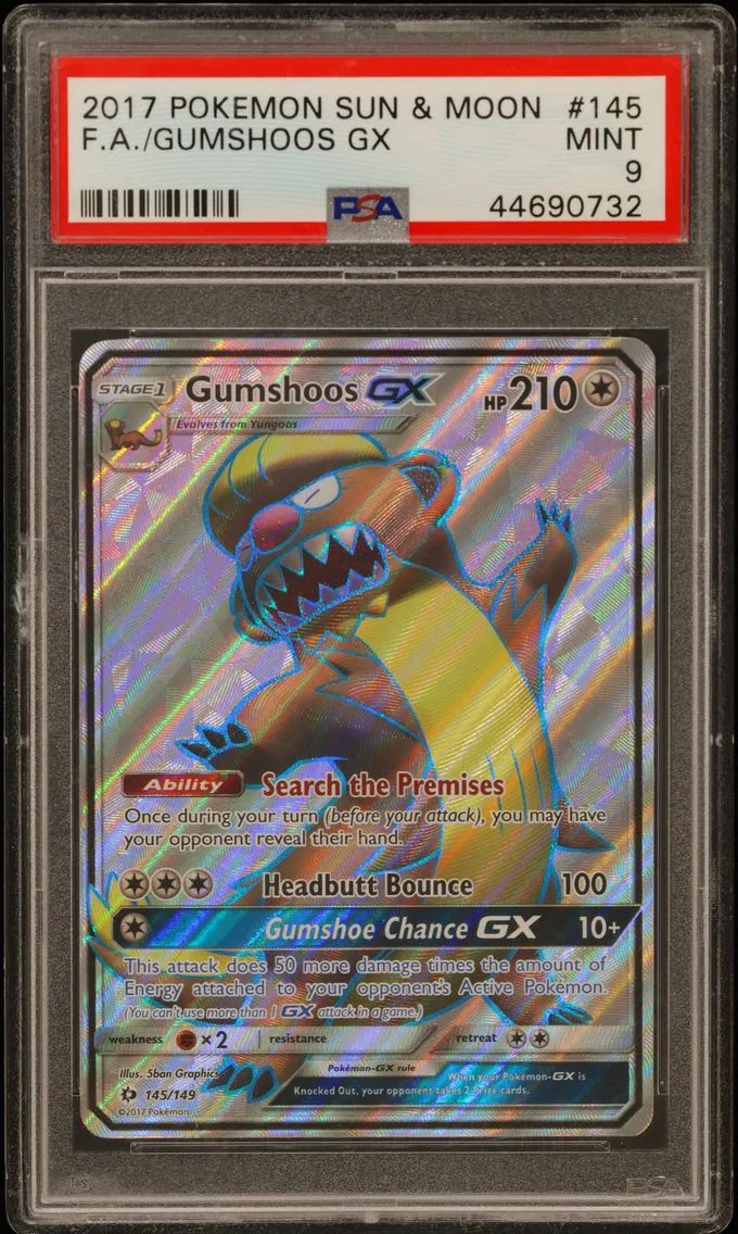 2017 #145 Full Art/Gumshoos GX PSA 9 Sun & Moon