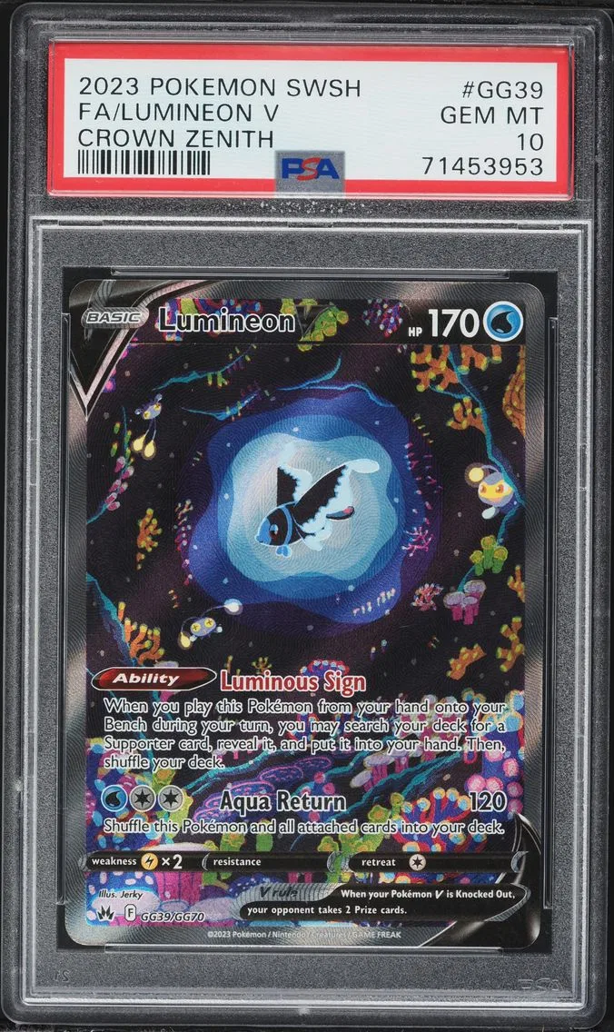 2023 Pokemon Sword and Shield Crown Zenith Full Art/Lumineon V Sword and Shield Crown Zenith #GG39 PSA 10