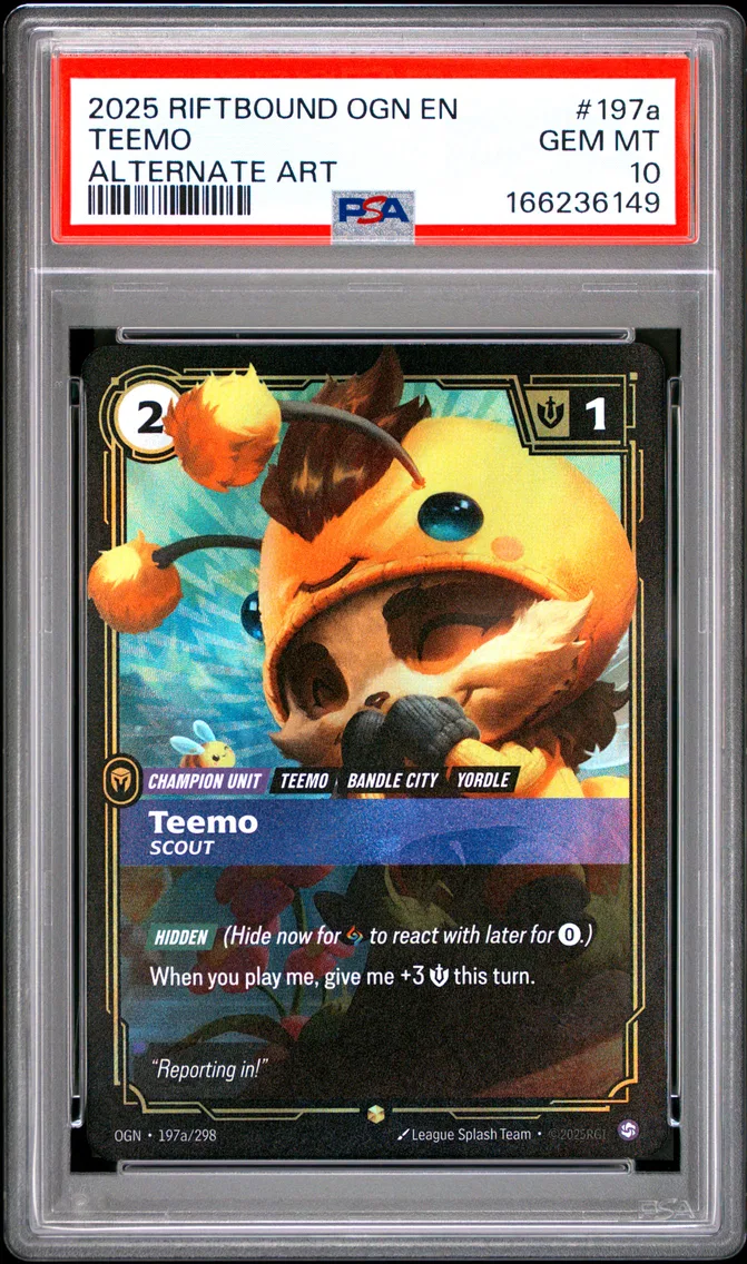 2025 #197a Teemo - Scout PSA 10 Riftbound: League of Legends Ogn-Origins