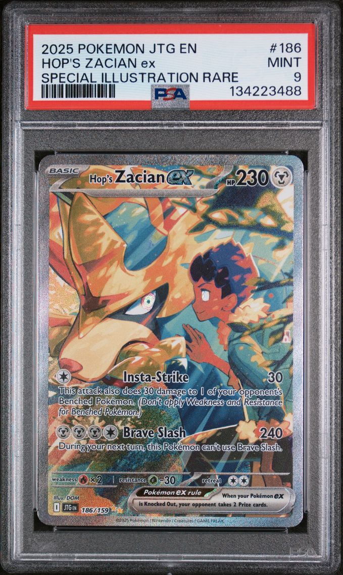2025 #186 Hop's Zacian EX PSA 9 Jtg EN-Journey Together Pokemon