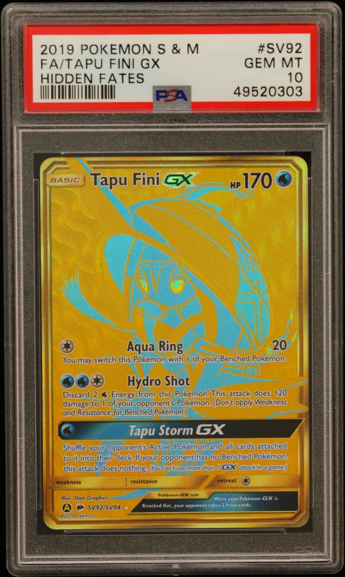 2019 #SV92 Full Art/Tapu Fini GX PSA 10 Sun & Moon Hidden Fates