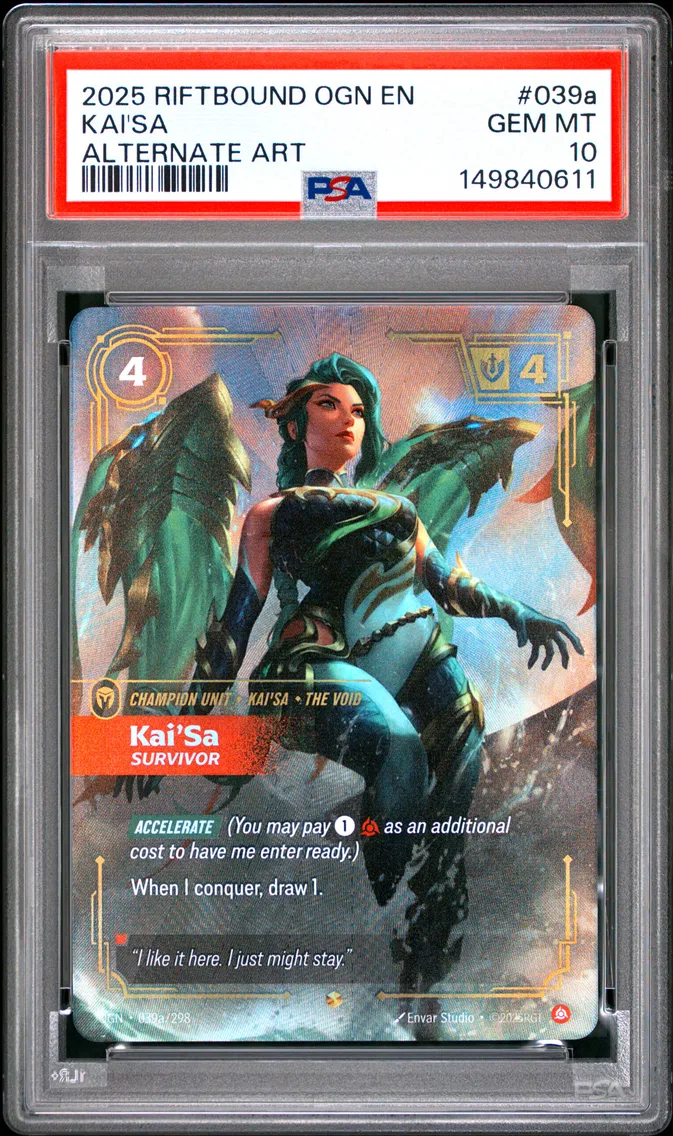 2025 #039a Kai'SA - Survivor PSA 10 Riftbound: League of Legends Ogn-Origins