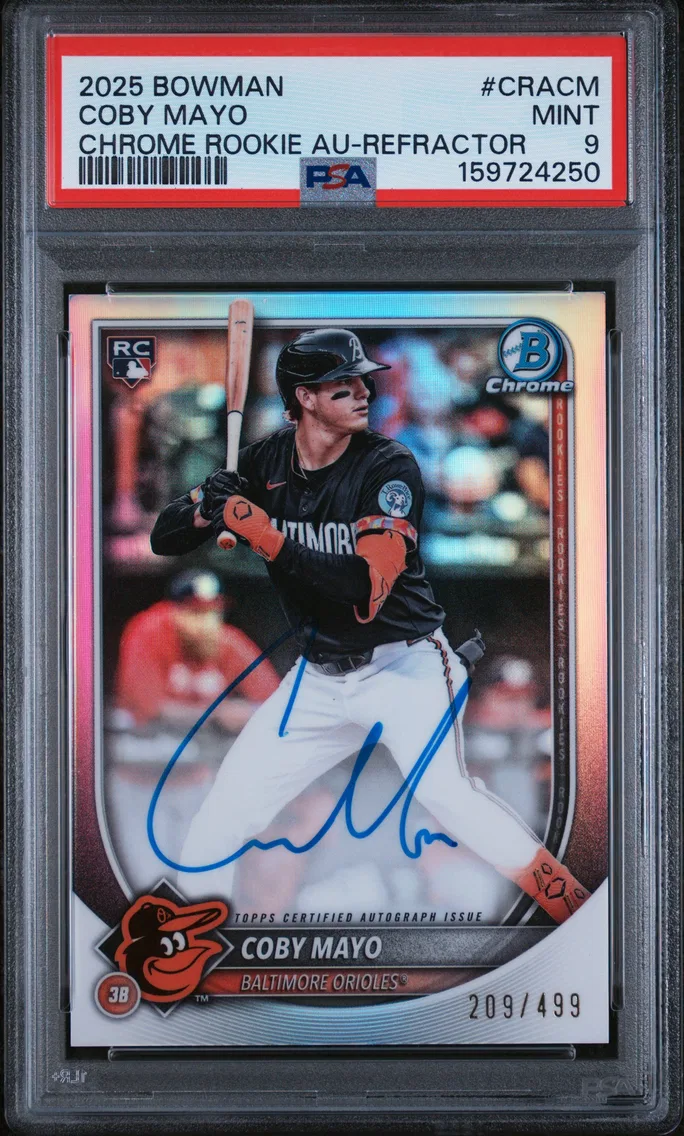 2025 #CRACM Coby Mayo PSA 9 Bowman Chrome Rookie Autographs