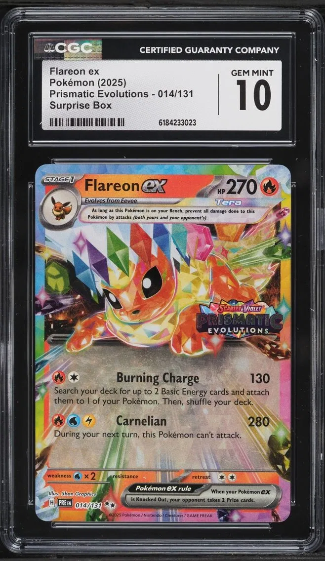 2025 #14 Flareon EX CGC 10 Pokemon Scarlet & Violet Prismatic Evolutions Holo