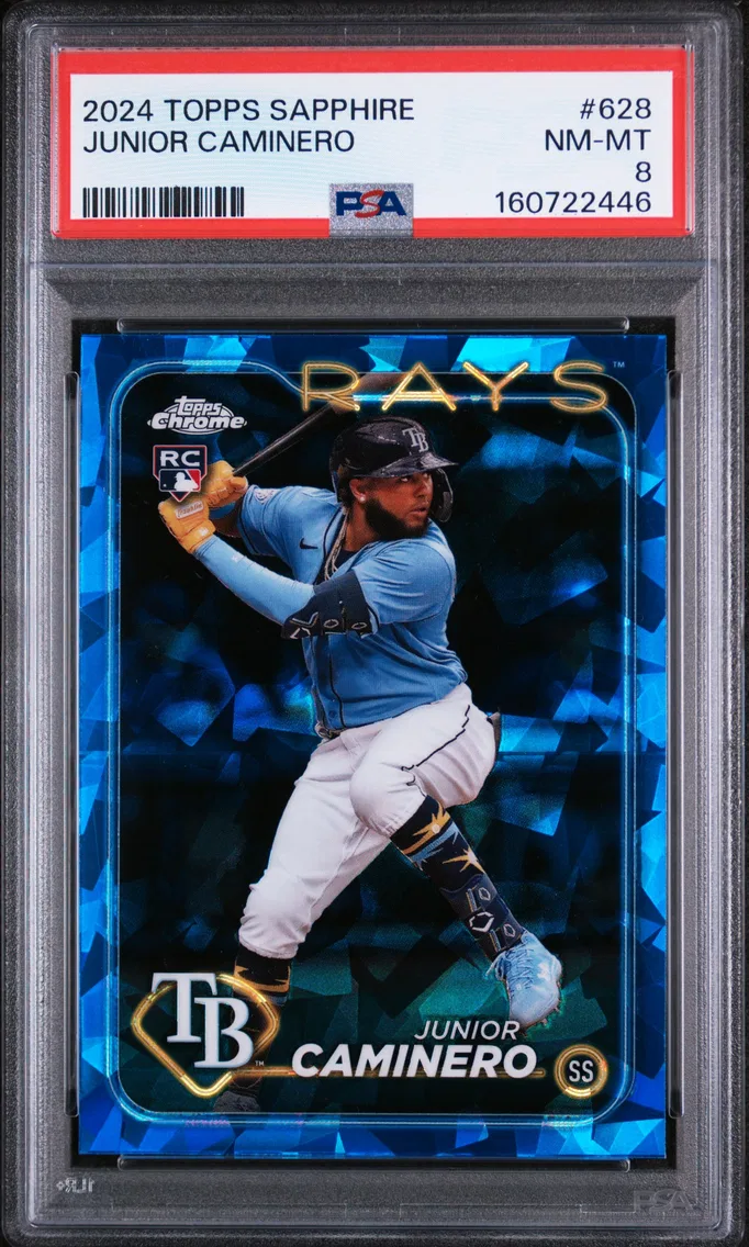 2024 #628 Junior Caminero PSA 8 Topps Chrome Sapphire