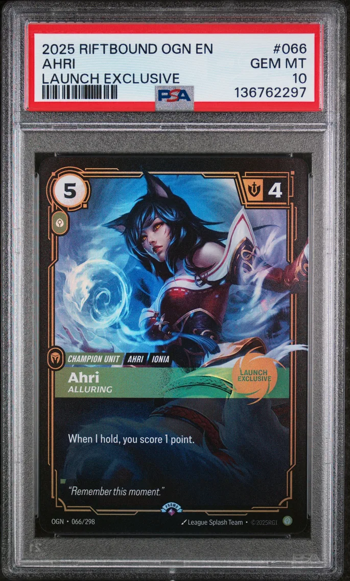 2025 #066 Ahri - Alluring PSA 10 Riftbound: League of Legends Ogn-Origins