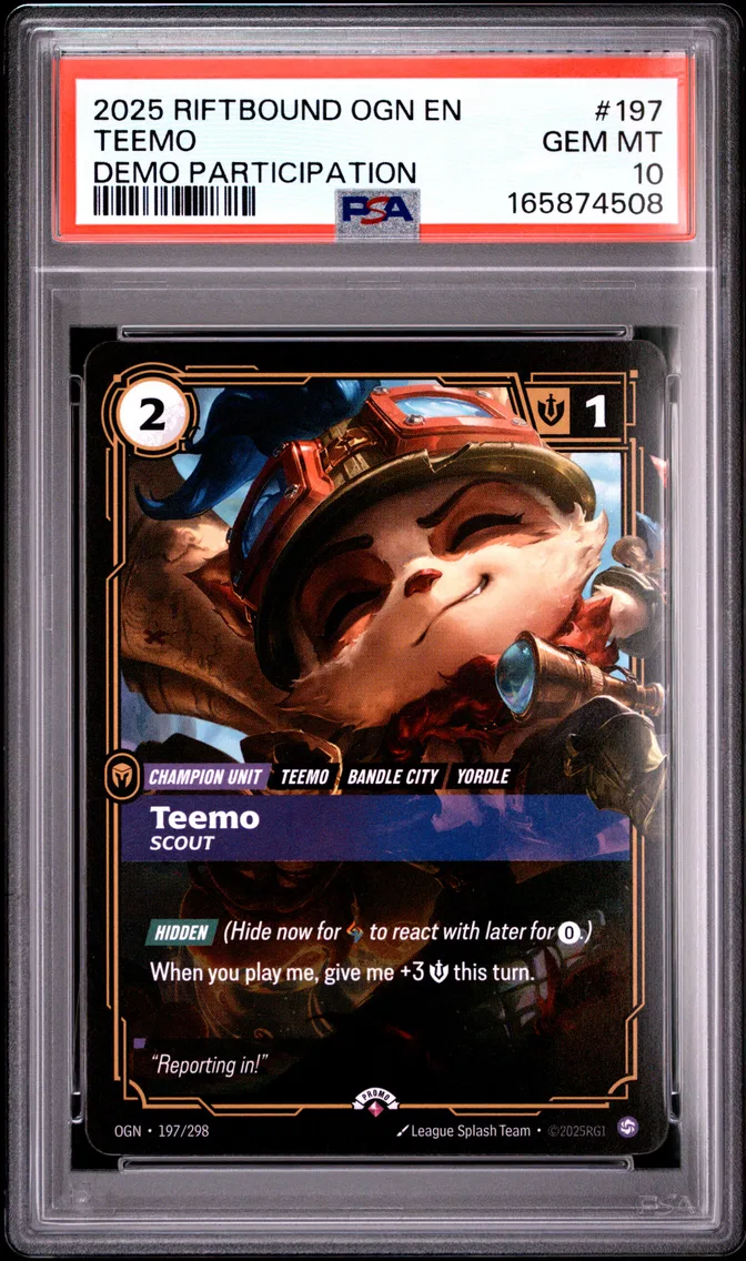 2025 #197 Teemo - Scout PSA 10 Riftbound: League of Legends Ogn-Origins