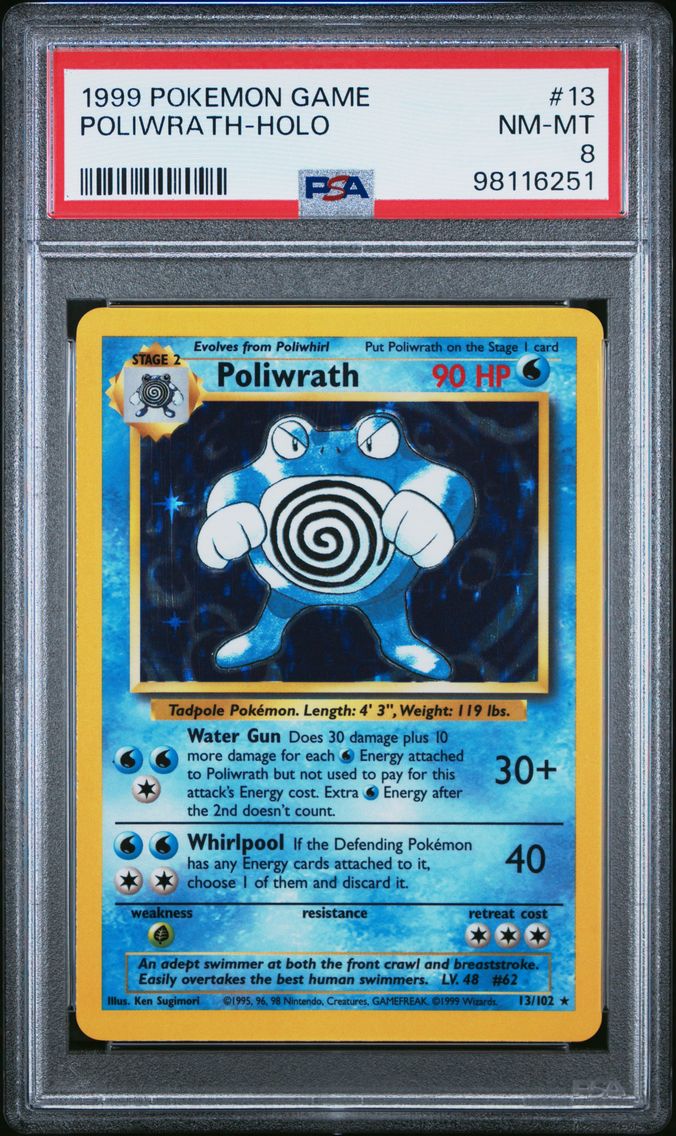 1999 #13 Poliwrath-Holo PSA 8 Game