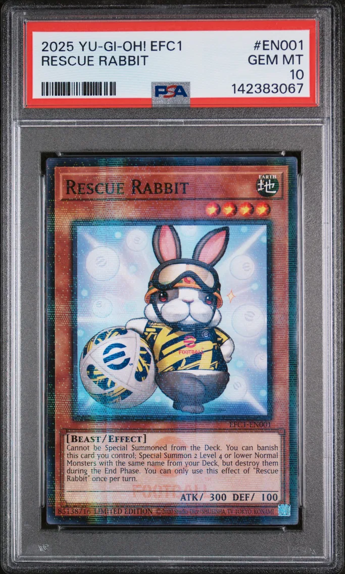 2025 #EN001 Rescue Rabbit PSA 10 YU-GI-Oh! EFC1-Efootball Collaboration Cards