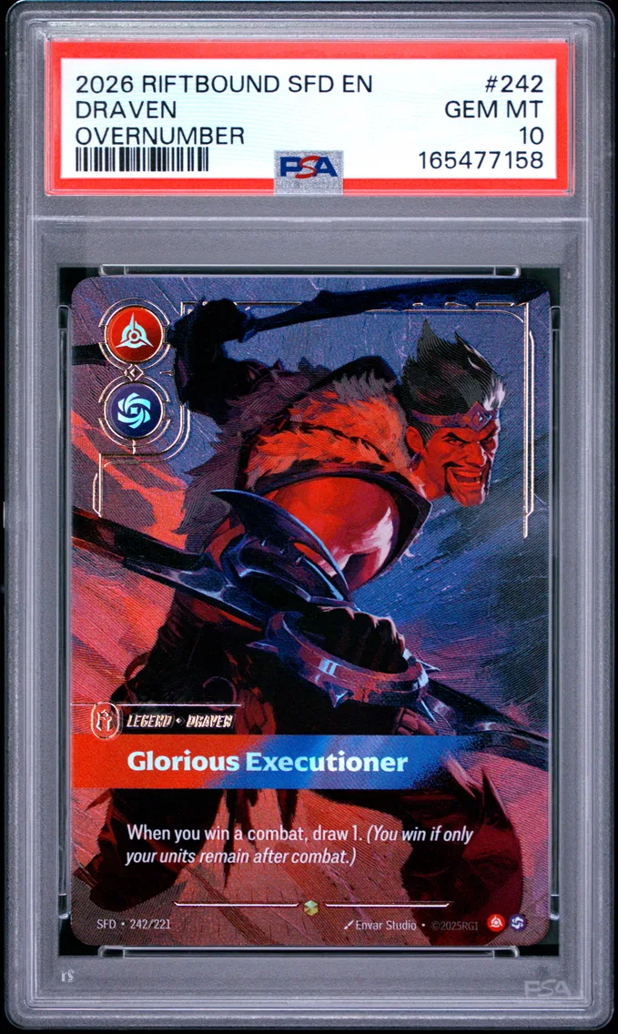 2026 #242 Draven - Glorious Executioner PSA 10 Riftbound: League of Legends Sfd-Spiritforged