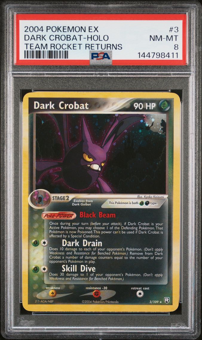 2004 #3 Dark Crobat-Holo PSA 8 EX Team Rocket Returns