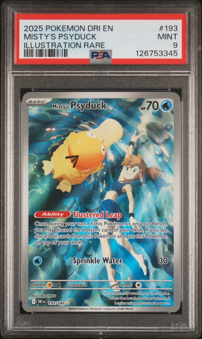 2025 #193 Misty's Psyduck PSA 9 Dri EN-Destined Rivals