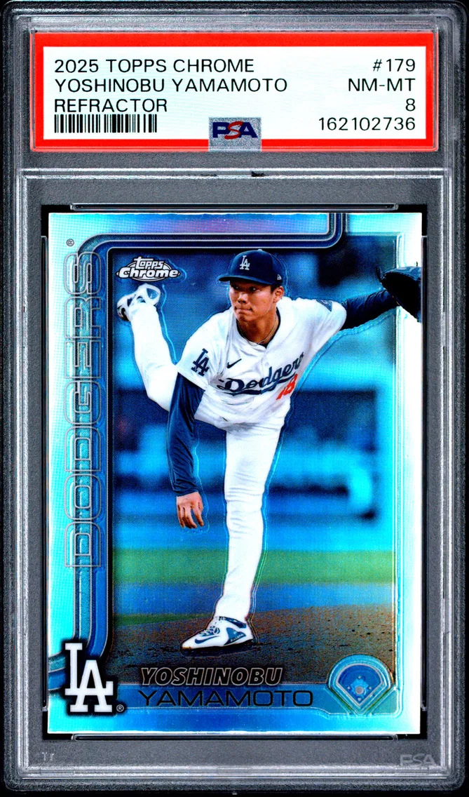 2025 #179 Yoshinobu Yamamoto PSA 8 Topps Chrome