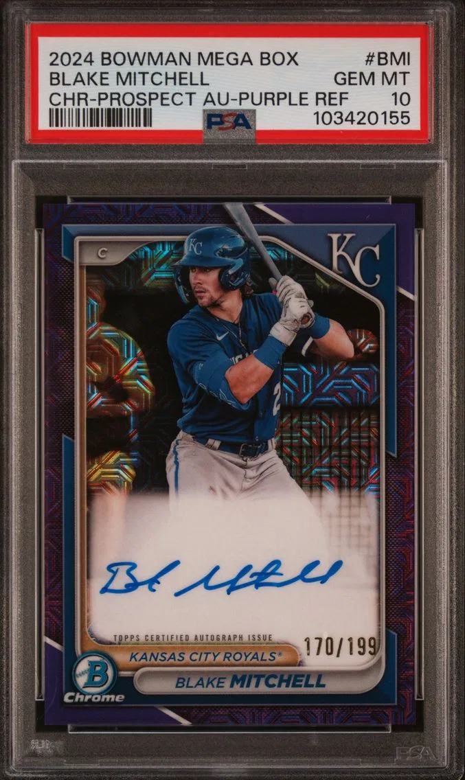2024 #BMI BLAKE MITCHELL PSA 10 Bowman Mega Box Chrome Bowman Prospect Mega Autographs