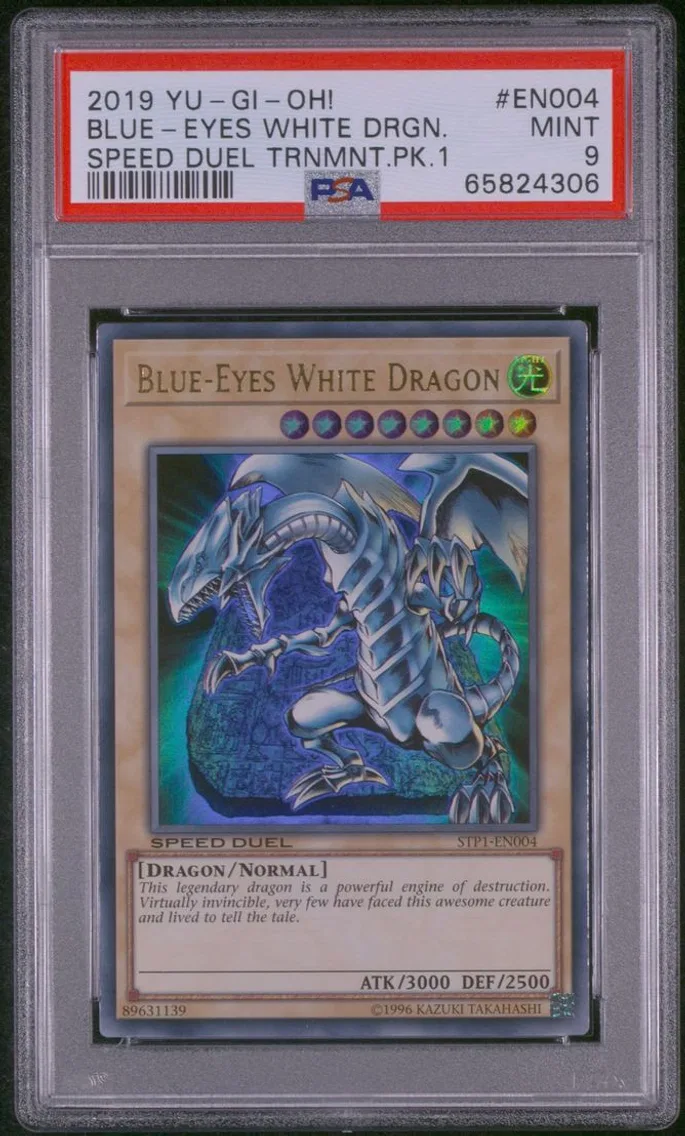 2019 YU-GI-OH! SPEED DUEL TOURNAMENT PACK 1 #EN004 BLUE-EYES WHITE DRAGON PSA 9