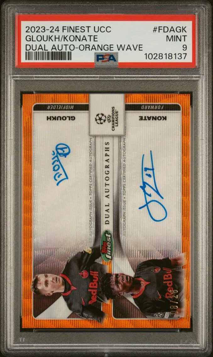 2023 #FDAGK Karim Konate/Oscar Gloukh PSA 9 Topps Finest UEFA Club Competitions Finest Dual Autographs