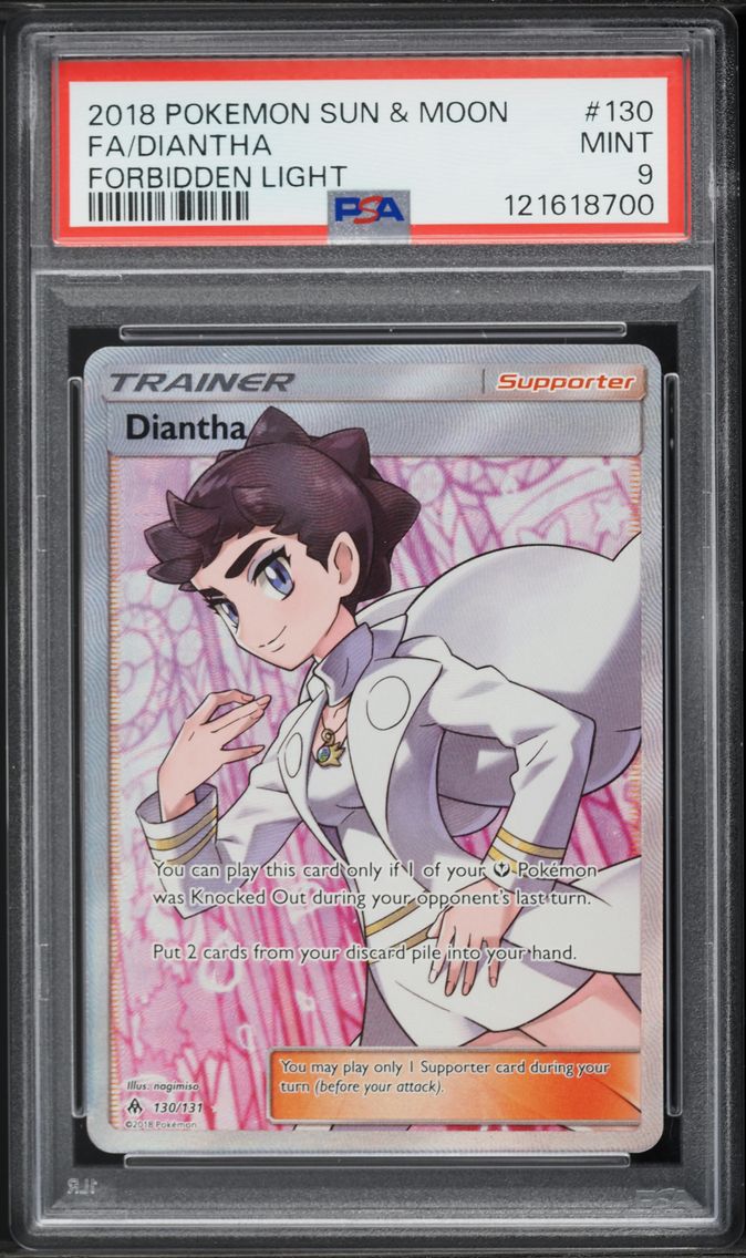 2018 #130 Full Art/Diantha PSA 9 Sun & Moon Forbidden Light Pokemon