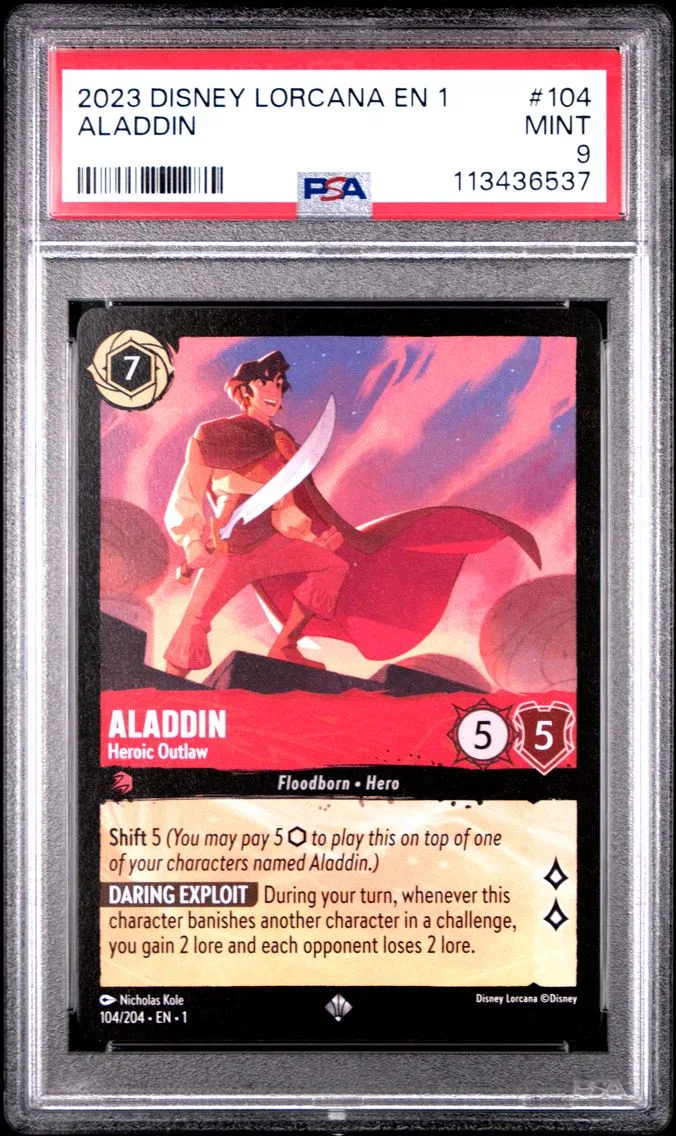 2023 #104 Aladdin - Heroic Outlaw PSA 9 Disney Lorcana EN 1-the First Chapter