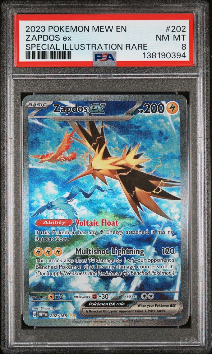 2023 #202 Zapdos EX PSA 8 Mew EN-151 Pokemon