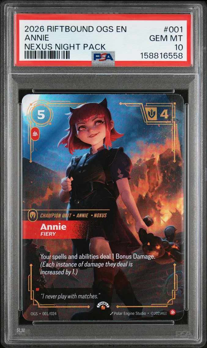 2026 #001 Annie - Fiery PSA 10 Riftbound: League of Legends Ogs-Origins Proving Grounds
