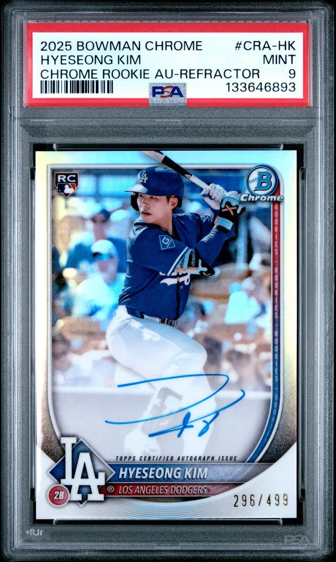 2025 #CRA-HK Hyeseong Kim PSA 9 Bowman Chrome Chrome Rookie Autographs