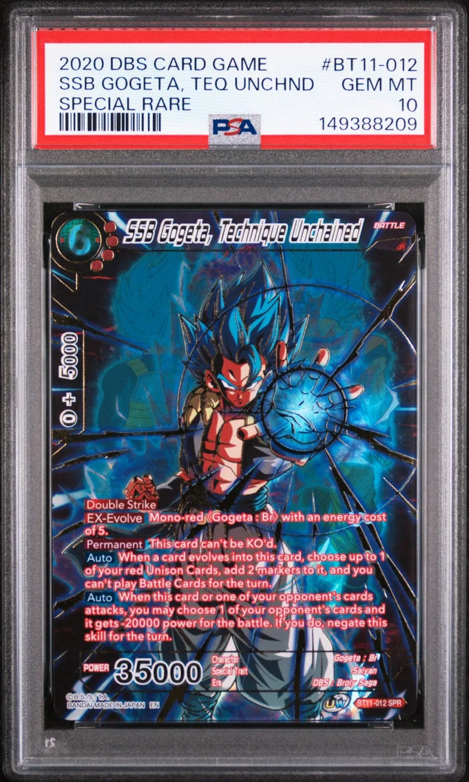 2020 #BT11-012 SSB Gogeta, Technique Unchained PSA 10 Dragon Ball Super Card Game Series 11 Vermilion Bloodline