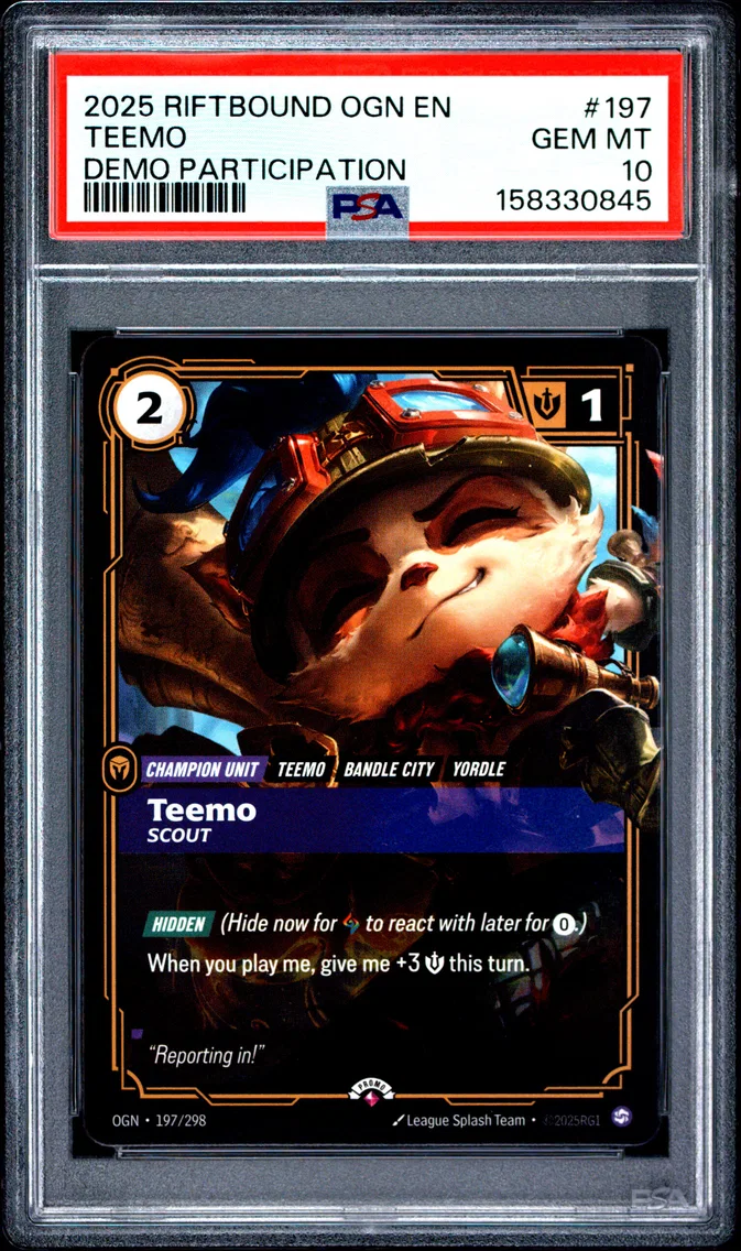 2025 #197 Teemo - Scout PSA 10 Riftbound: League of Legends Ogn-Origins