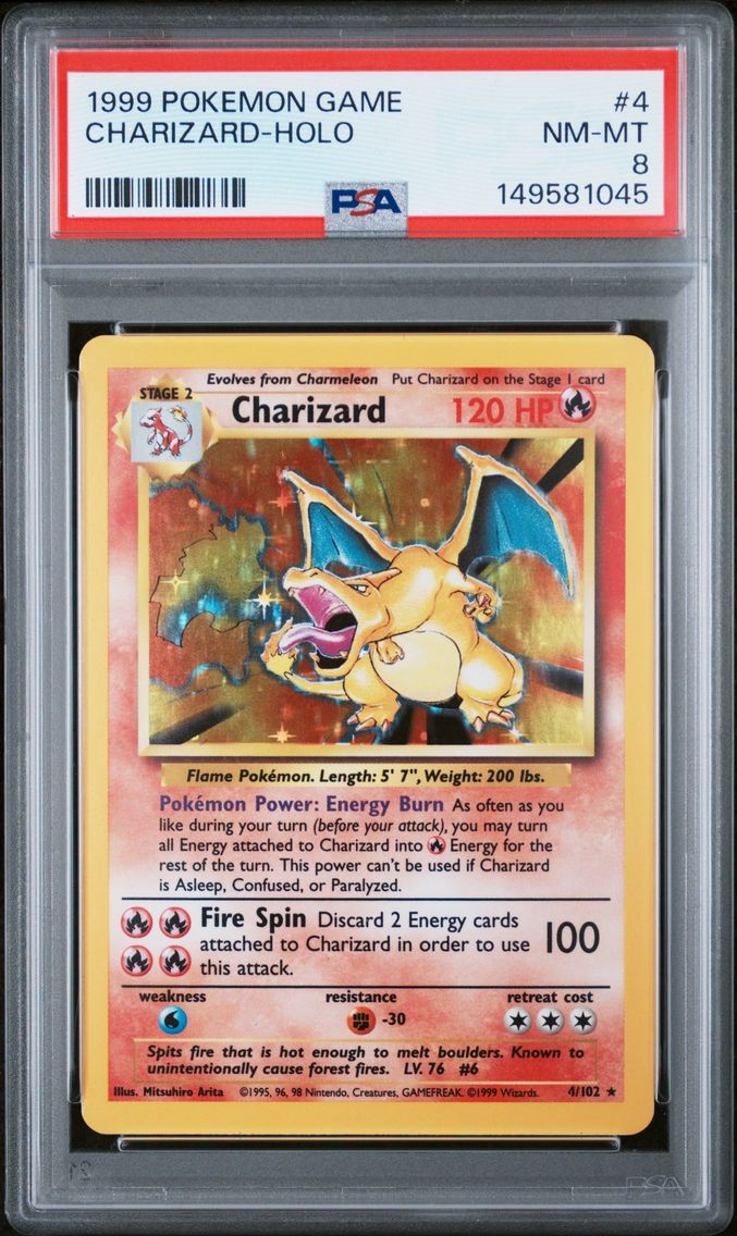 1999 #4 Charizard-Holo PSA 8 Game Pokemon