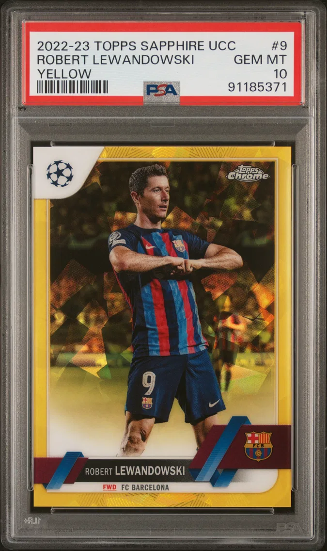 2022 #9 Robert Lewandowski PSA 10 Topps Chrome Sapphire Edition UEFA Club Competitions