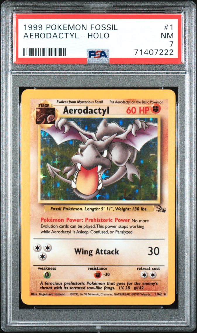 1999 #1 Aerodactyl-Holo PSA 7 Fossil