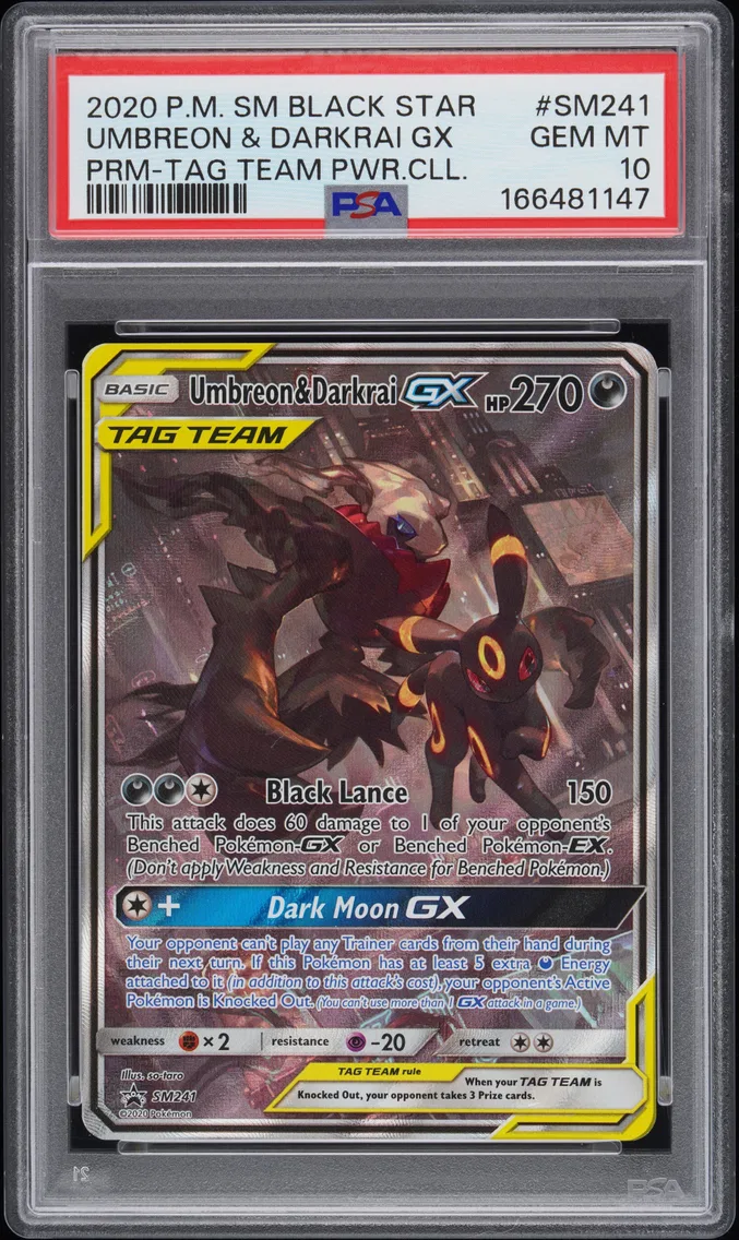 2020 #SM241 Umbreon & Darkrai GX PSA 10 SM Black Star Promo