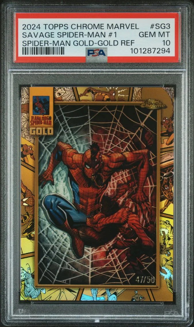 2024 #SG3 Savage Spider-Man #1 PSA 10 Topps Chrome Marvel Spider-Man Gold