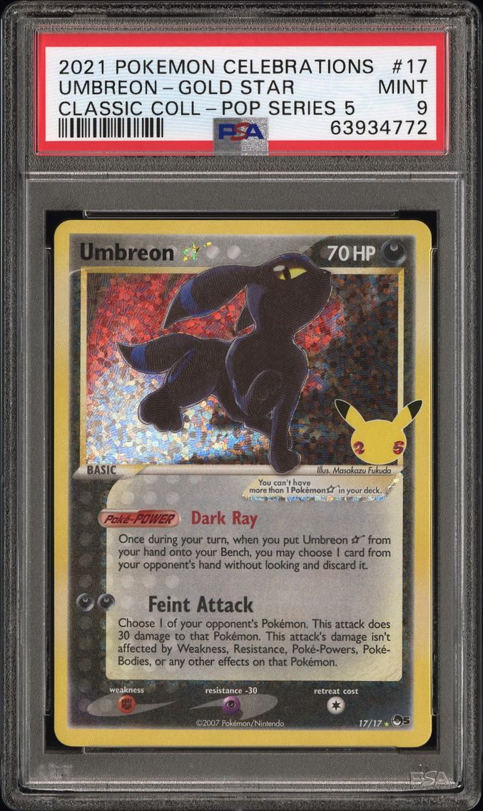 2021 #17 Umbreon-Gold Star PSA 9 Celebrations Classic Collection Pokemon