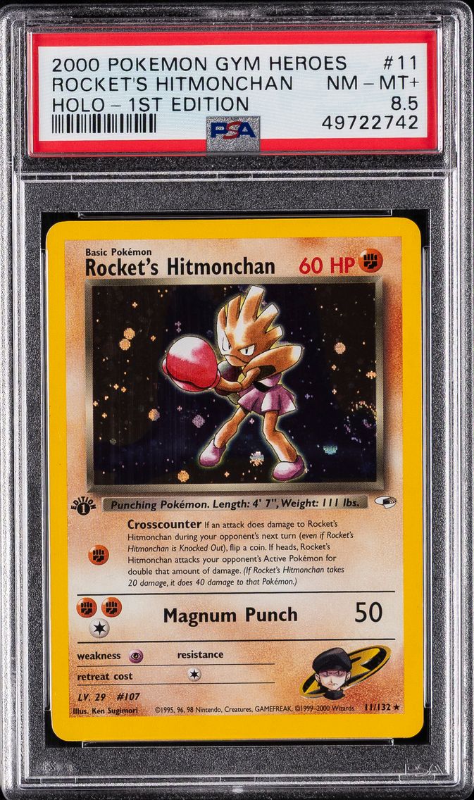2000 #11 Rocket's Hitmonchan Holo-1st Edition PSA 8.5 Gym Heroes Pokemon