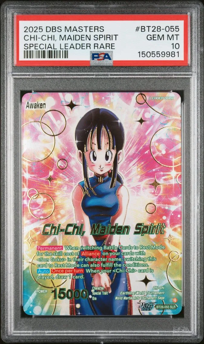 2025 #BT28-055 Chi-Chi/Chi-Chi, Maiden Spirit PSA 10 Dragon Ball Super Card Game Masters Series 28 Prismatic Clash