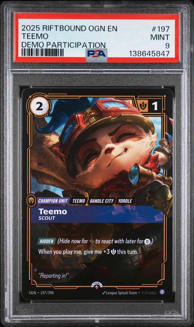 2025 #197 Teemo - Scout PSA 9 Riftbound: League of Legends Ogn-Origins