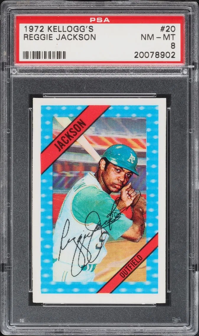 1972 #20 Reggie Jackson PSA 8 Kellogg's