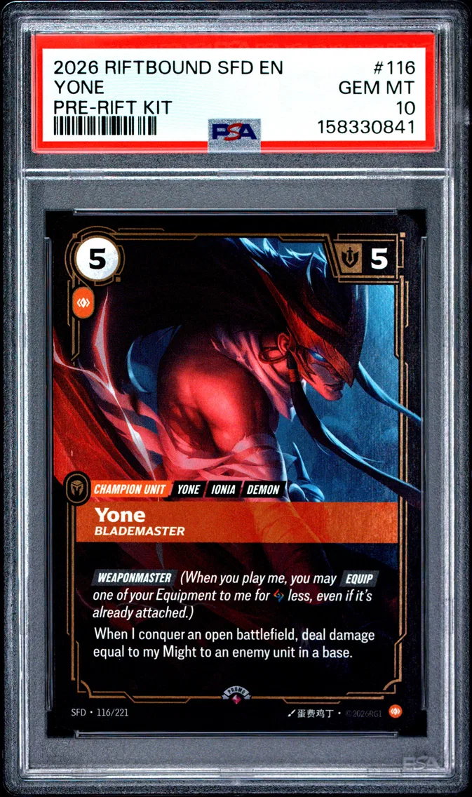 2026 #116 Yone - Blademaster PSA 10 Riftbound: League of Legends Sfd-Spiritforged