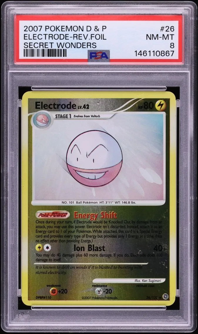 2007 Pokemon Diamond & Pearl Secret Wonders Reverse Holo Electrode #26 PSA 8 NM-MT
