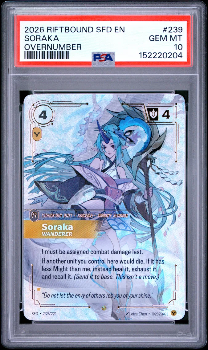 2026 #239 Soraka - Wanderer PSA 10 Riftbound: League of Legends Sfd-Spiritforged