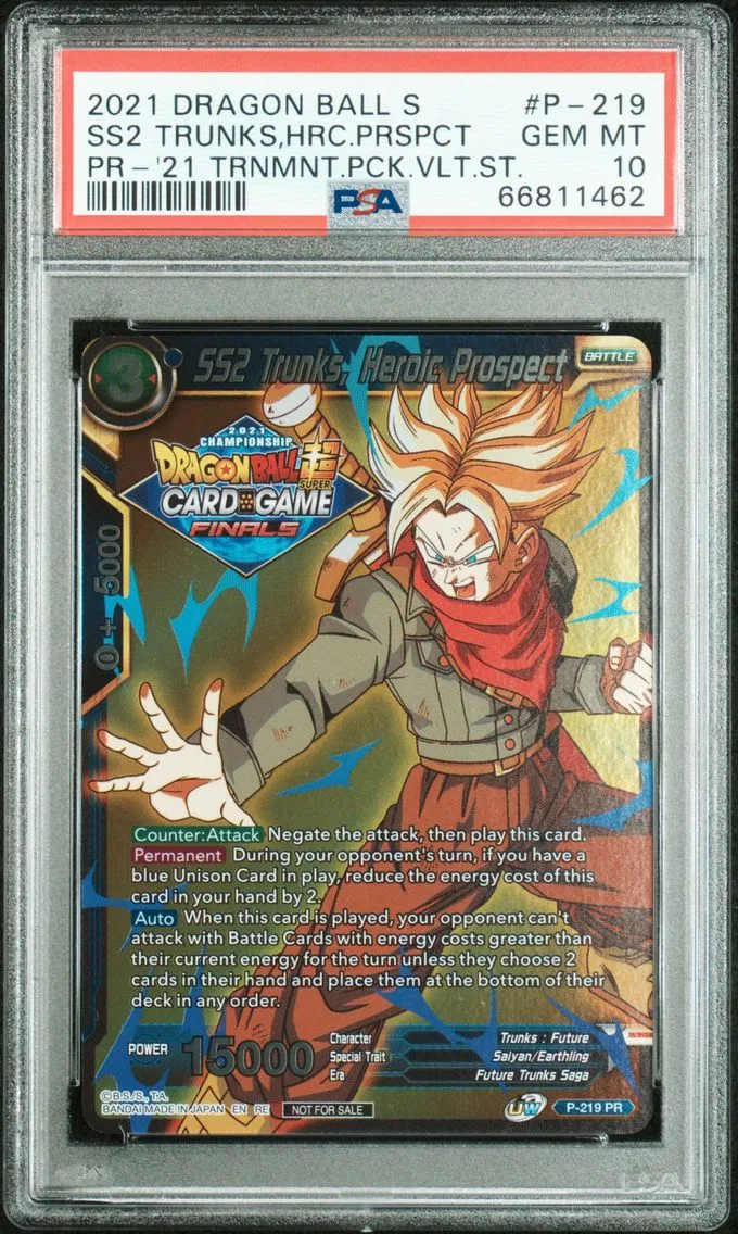 2021 #P-219 SS2 Trunks, Heroic Prospect PSA 10 Dragon Ball Super Promos