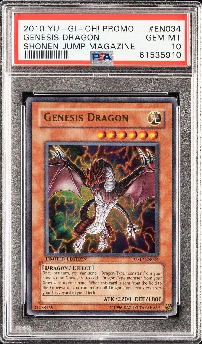 2010 YU-GI-OH PROMO SHONEN JUMP MAGAZINE LIMITED EDITION GENESIS DRAGON JUMP-EN034 PSA 10