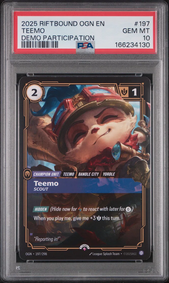 2025 #197 Teemo - Scout PSA 10 Riftbound: League of Legends Ogn-Origins